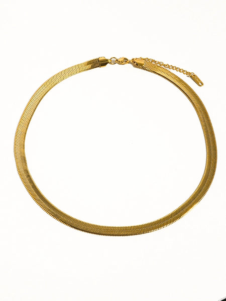 Juliana 18K Gold Flat Bold Snake Chain Necklace