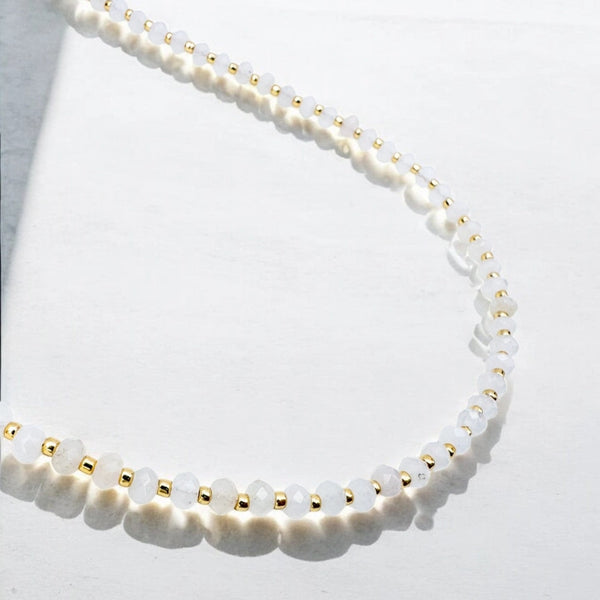 Faceted Stone Necklace - White Quartz