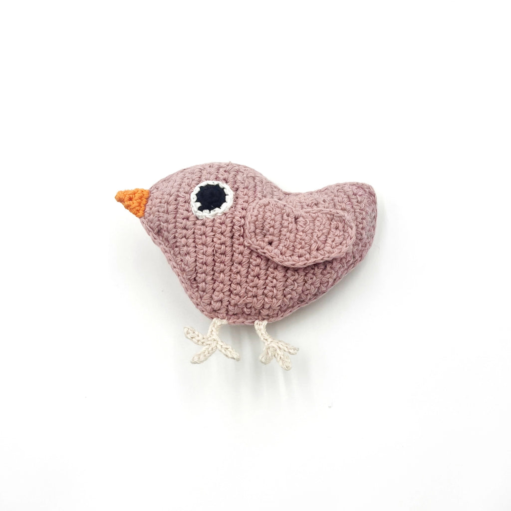 Plush Baby Bird Rattle - Dusky Pink