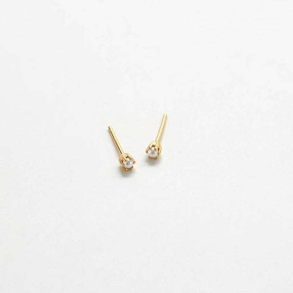 Tiny Pearl Gold Studs