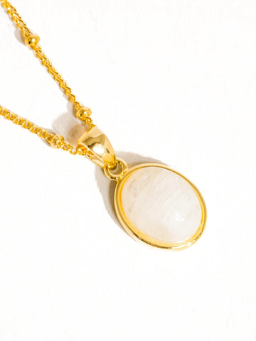 Caillou 18K Natural Stone Necklace - Moonstone