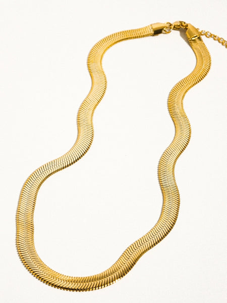 Juliana 18K Gold Flat Bold Snake Chain Necklace