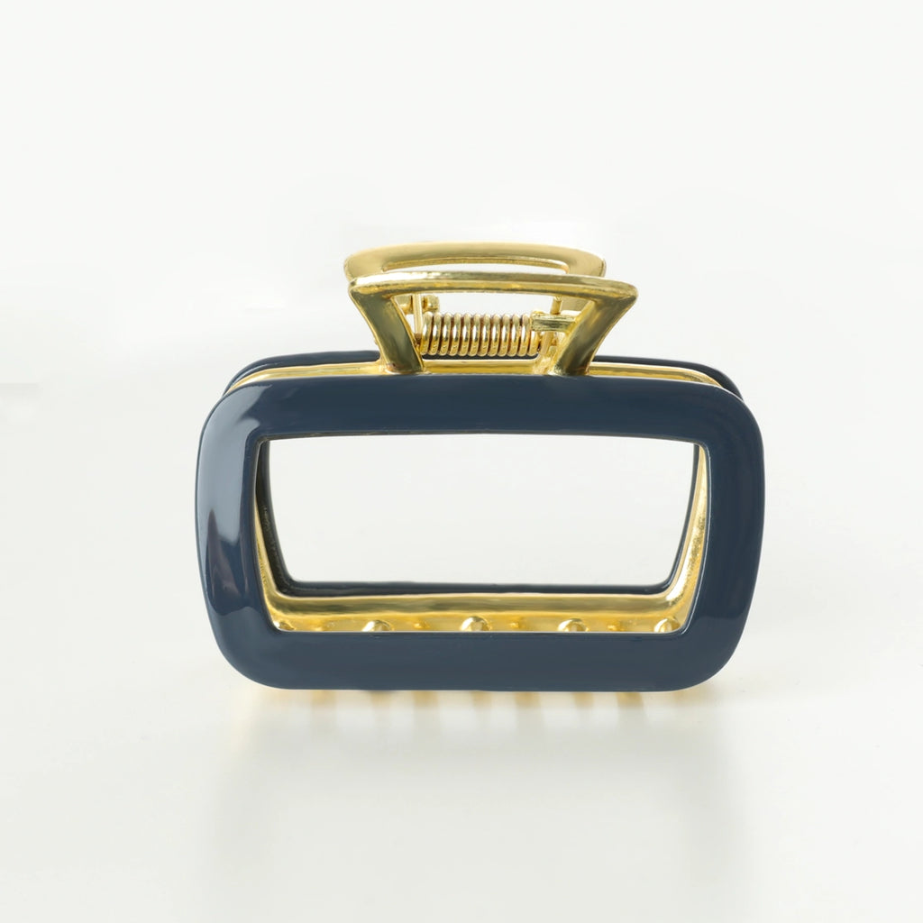 Harlow Hollow Rectangle Metal Clip - Navy