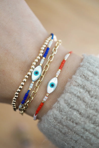 Evil Eye Beaded Bracelet - Red