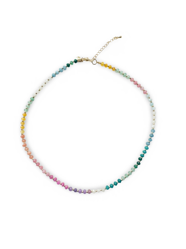 Faceted Stone Necklace - Rainbow Quartz