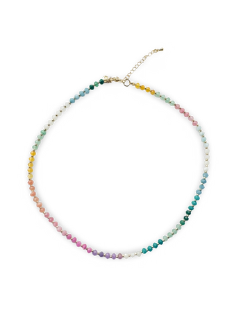 Faceted Stone Necklace - Rainbow Quartz