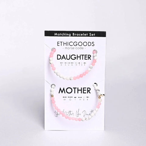 Morse Code Matching Set - Mother & Daughter - Rose Quartz & Howlite