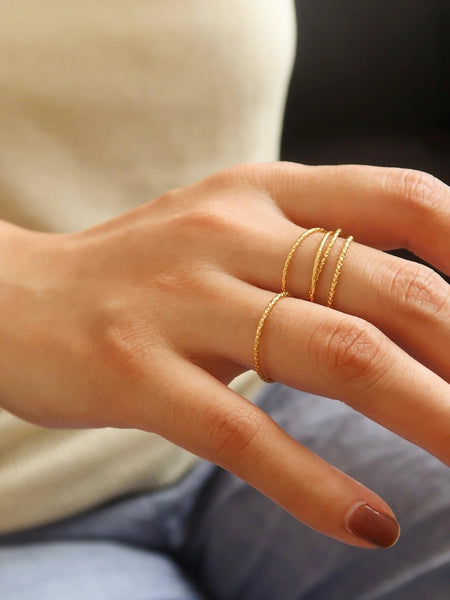 Riley 18K Minimalist Thin Textured Ring