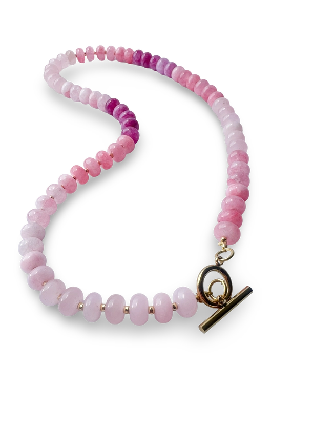 Bold Stone Necklace - Pink Quartz Ombre