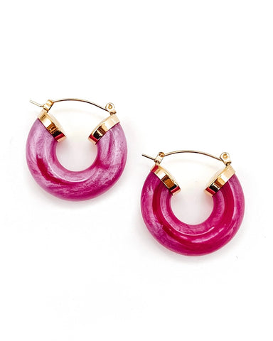 Ellbelle Chunky Acrylic Earring Hoops - Pink