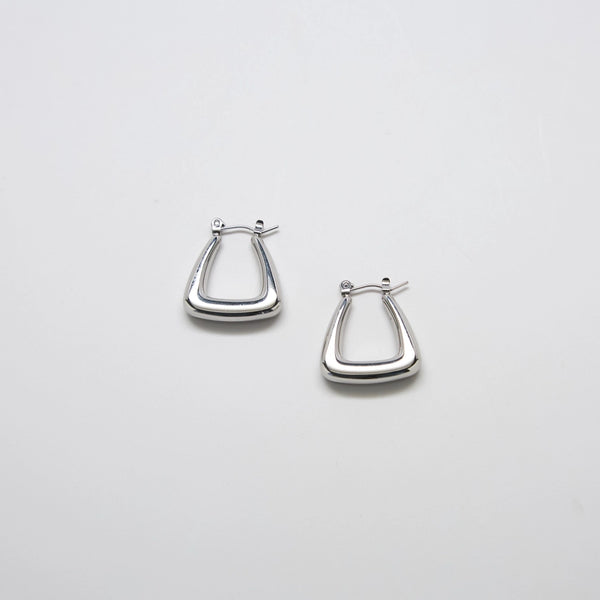 Silver Triangle Hoop Earrings