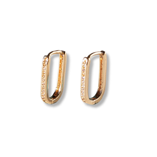 Gilded Earrings - Rhinestone Oval