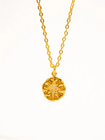 Astre 18K Gold Cz Star Necklace