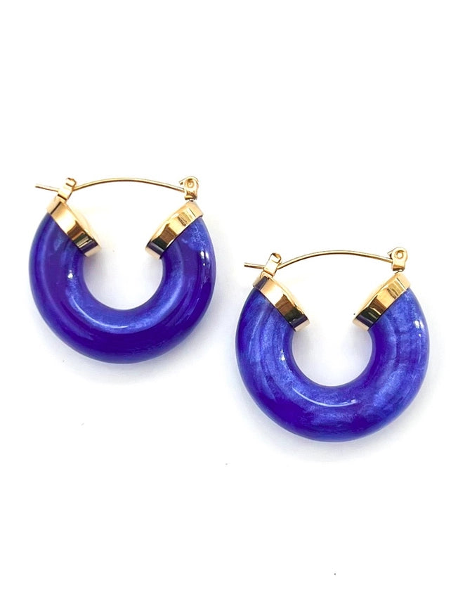 Ellbelle Chunky Acrylic Earring Hoops - Royal