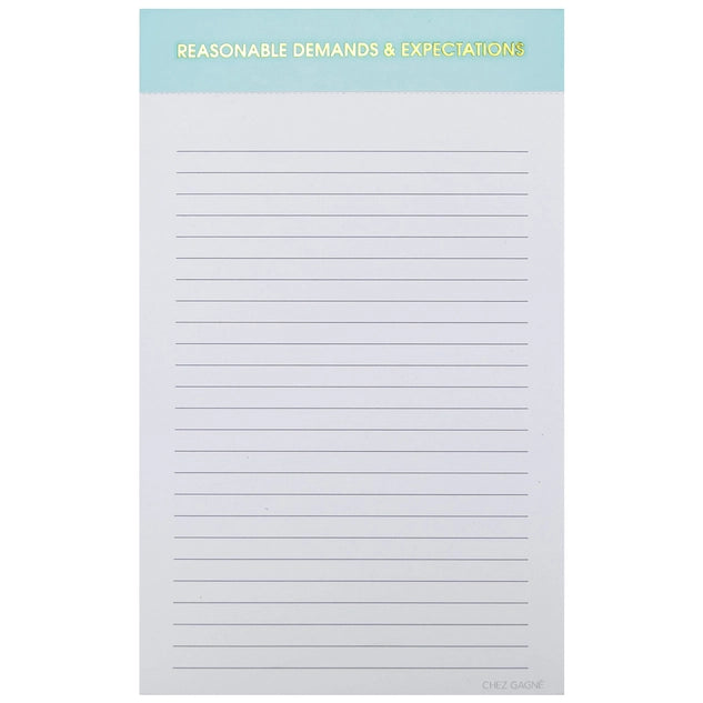 Reasonable Demands and Expectations Notepad