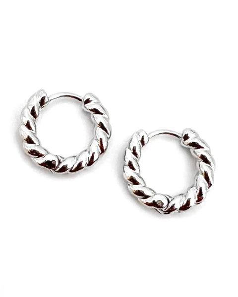 Eunice Twisted Hoop Earring - Silver