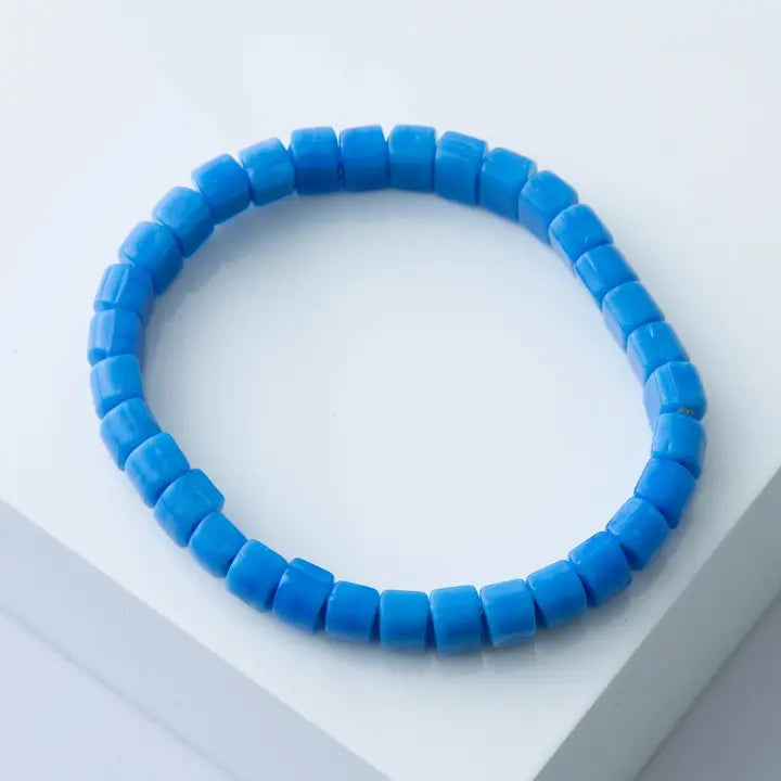 Opaque Glass Bracelet - Sky Blue