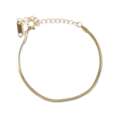 Thin Herringbone Gold Chain Bracelet