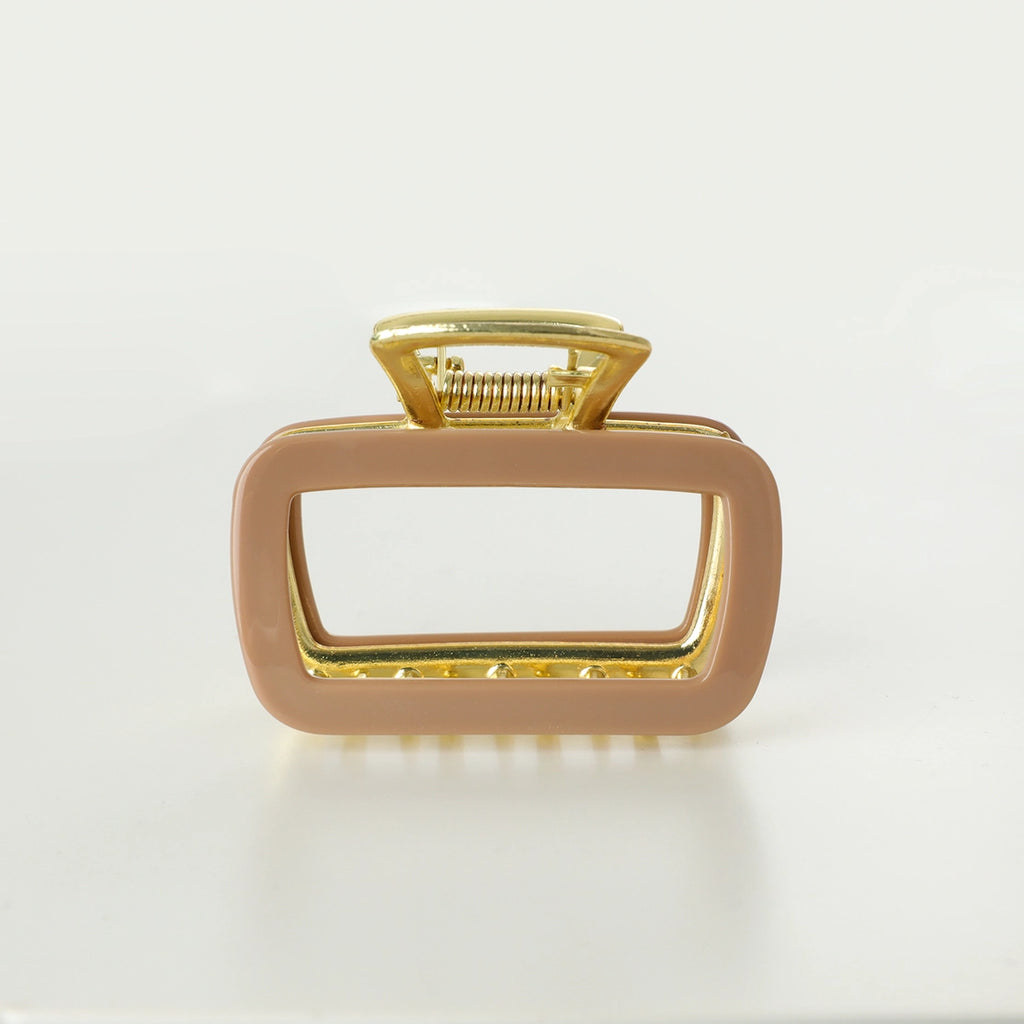 Harlow Hollow Rectangle Metal Clip - Taupe