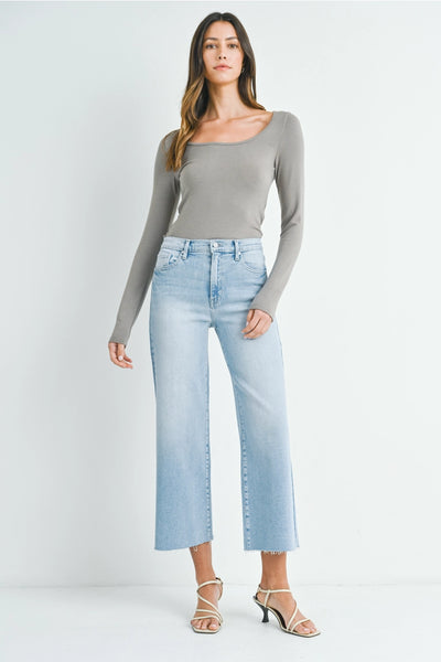 Scissor Cut Wide Leg Jeans -- Light Wash