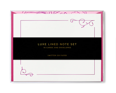 Luxe Lined Peony Berry Note Set