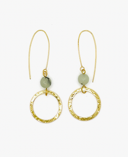 Stone Drop Earrings - Gold Tone