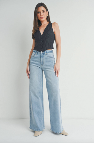 Palazzo Wide Leg Jeans -- Light