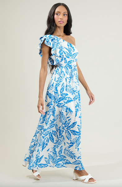 Polly Dress -- White/Blue