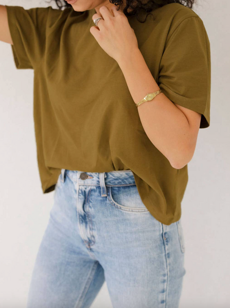 The Mom Crop Tee -- Olive