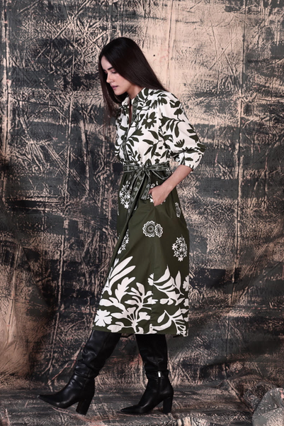 Remi Dress -- Olive Foliage