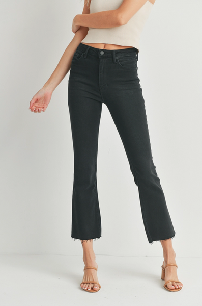 High Rise Demi Flare Jeans -- Black