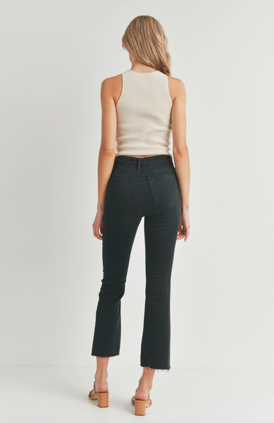 High Rise Demi Flare Jeans -- Black