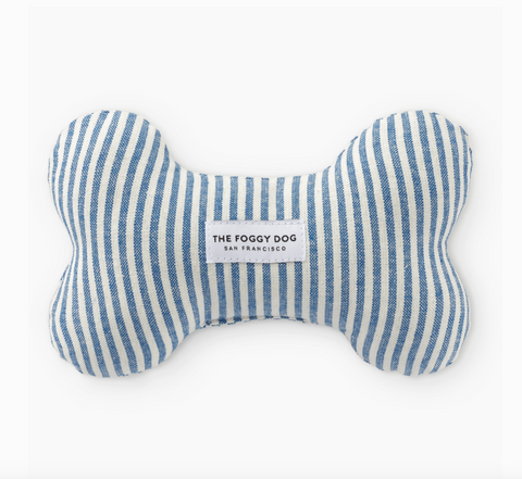 Lake Blue Stripe Dog Bone Squeaky Toy