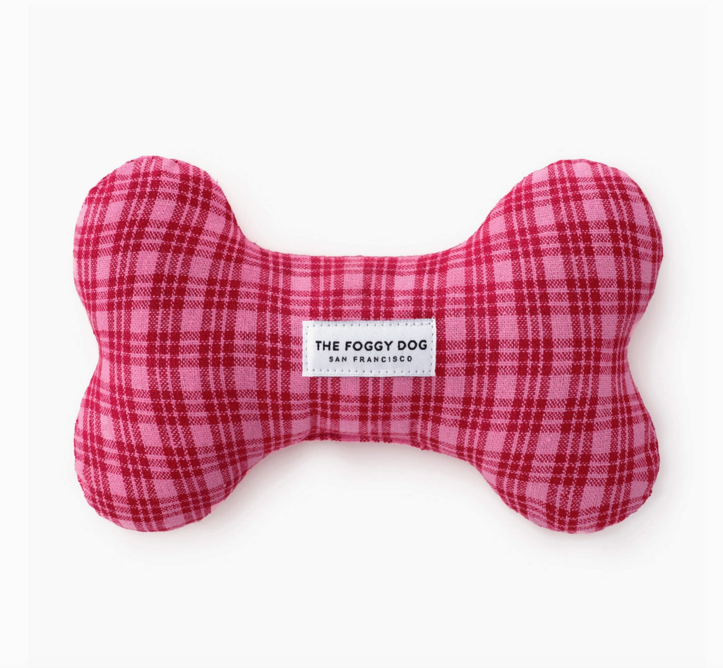 Katherine Plaid Dog Bone Squeaky Toy