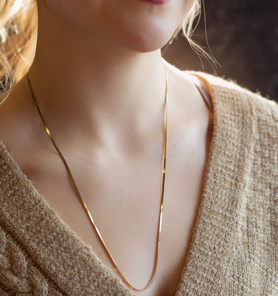 Gilded Gold Necklace-24" Herringbone Chain