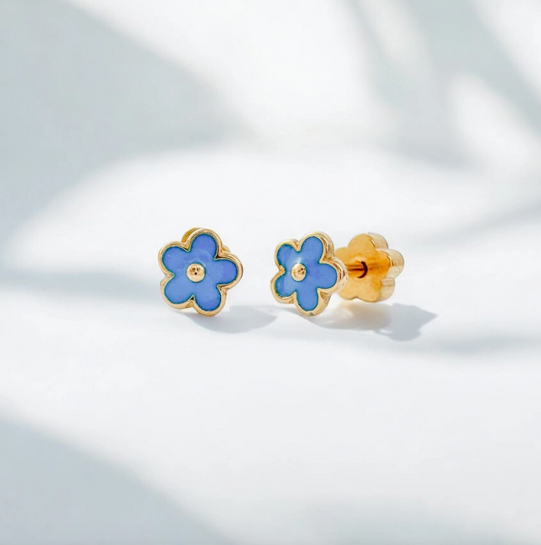 Blue Flowers Tiny Stud Kids Earrings