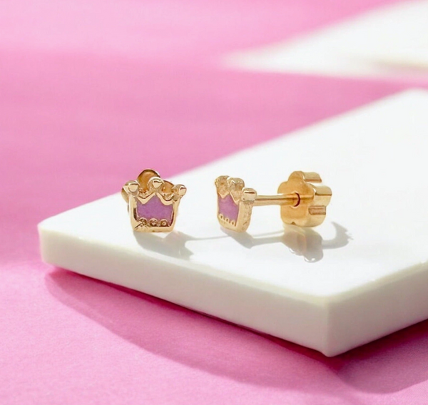 Princess Crowns Tiny Stud Kids Earrings