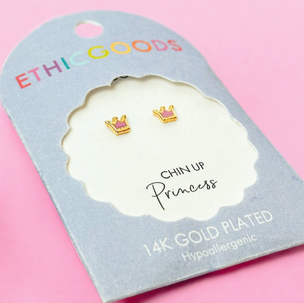 Princess Crowns Tiny Stud Kids Earrings