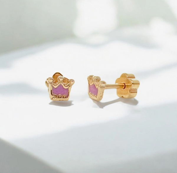 Princess Crowns Tiny Stud Kids Earrings