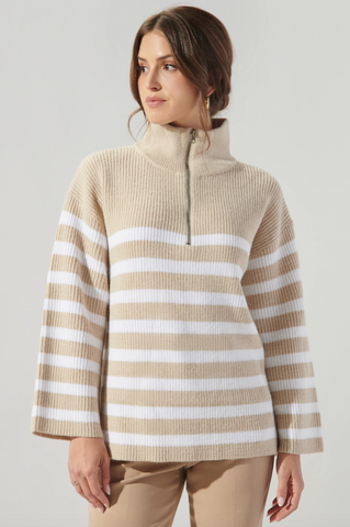 Coastal Stripe Sweater -- Oatmeal