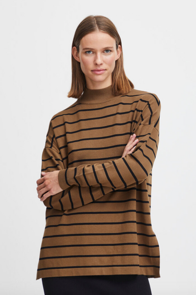 Bronwyn Turtleneck -- Olive Stripe