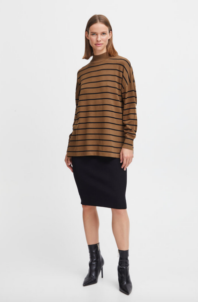 Bronwyn Turtleneck -- Olive Stripe