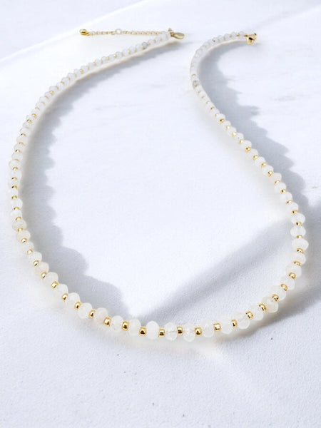 Faceted Stone Necklace - White Quartz