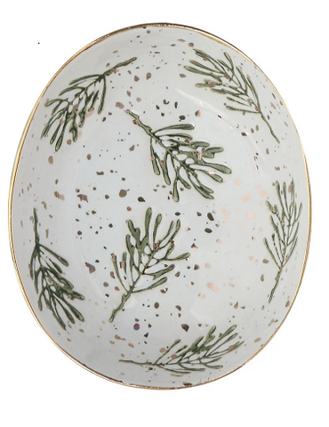 Hand-Painted Stoneware Dish - #2 Pine Branch