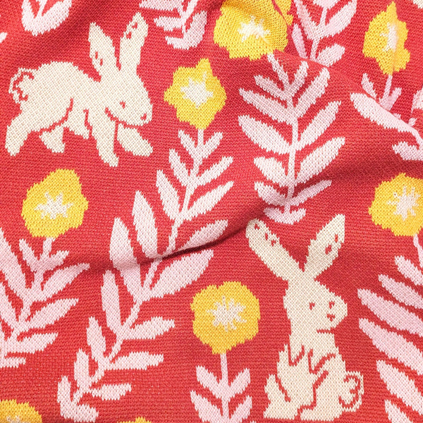 Bunny Meadows Baby Blanket - Coral