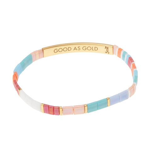 Good As Gold Miyuki Bracelet - Aqua Multi / Gold