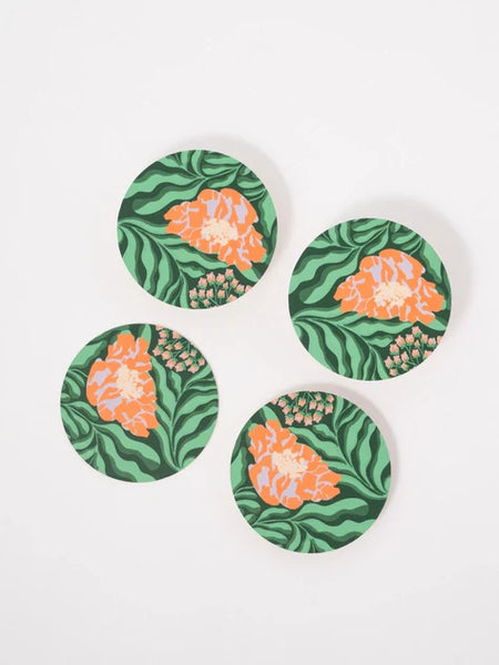 Glitch Floral Coasters - Set of 4