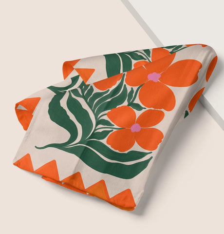 Wild Flower Orange Tea Towel