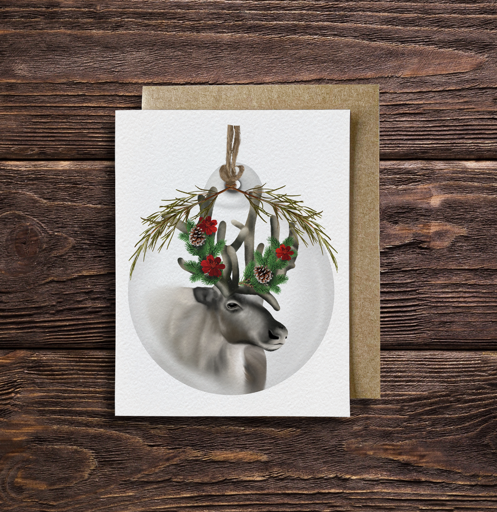 Reindeer Bauble Card