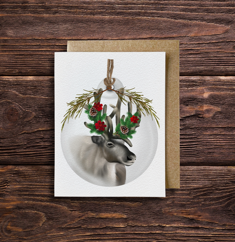 Reindeer Bauble Card